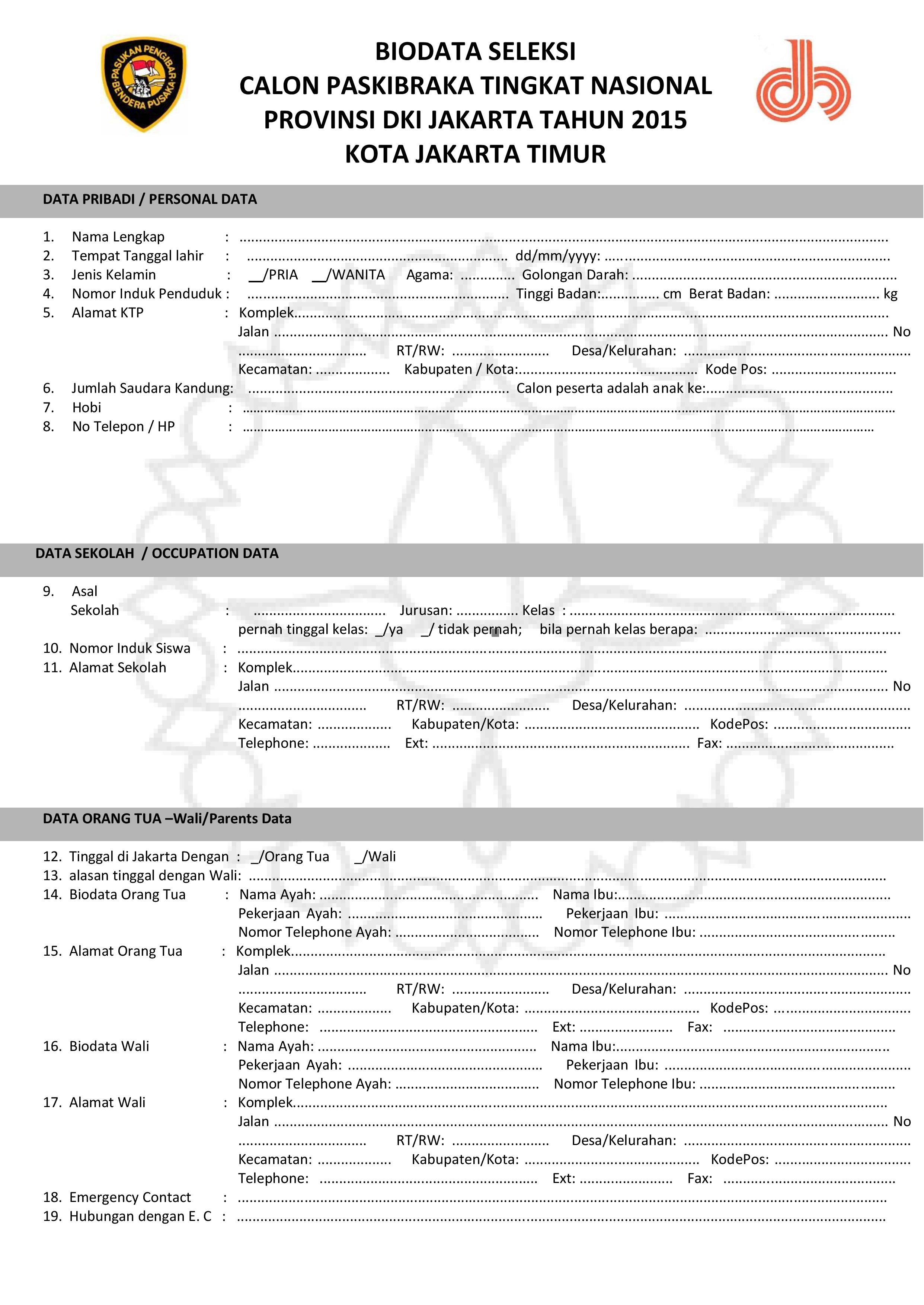 Contoh Formulir Pendaftaran Anggota Pmr - Simak Gambar Berikut